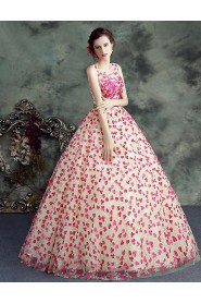 Ball Gown Scoop Tulle Quinceanera Dress with Flower(s)