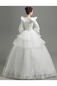 Ball Gown High Neck Tulle Wedding Dress with Sequins