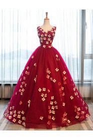 V-neck Evening / Prom Dress with Flower(s)