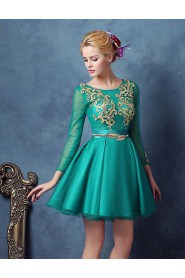 A-line Scoop Lace Evening / Prom Dress with Embroidery