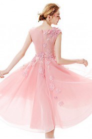 A-line Scoop Evening / Prom Dress with Flower(s)