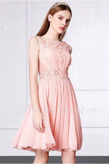 A-line Scoop Evening / Prom Dress with Rhinestone