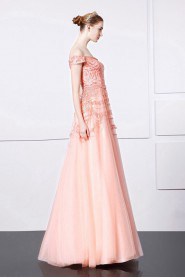 A-line Off-the-shoulder Evening / Prom Dress with Beading