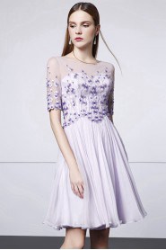 A-line Bateau Evening / Prom Dress with Flower(s)