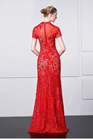 Sheath / Column High Neck Evening / Prom Dress with Embroidery