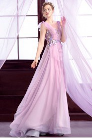 Sheath / Column V-neck Evening / Prom Dress with Flower(s)
