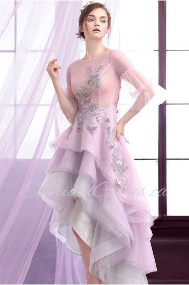 Ball Gown Scoop Evening / Prom Dress with Flower(s)