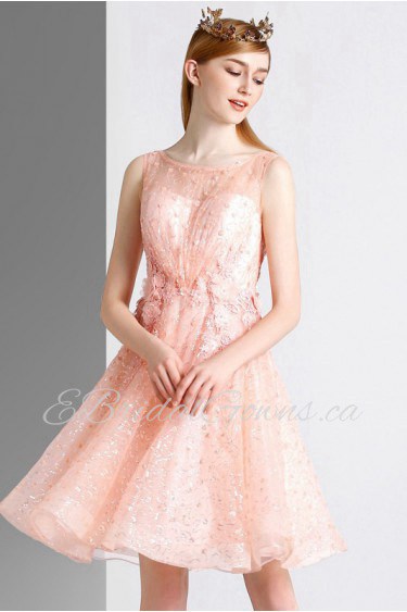 Scoop Evening / Prom Dress with Flower(s)