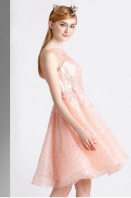 Scoop Evening / Prom Dress with Flower(s)