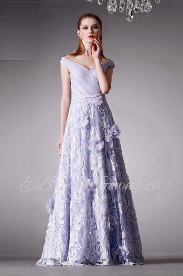 Sheath / Column Off-the-shoulder Evening / Prom Dress with Flower(s)