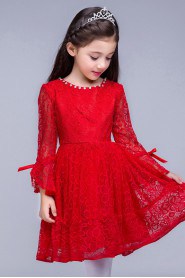 A-line Long Sleeve Lace Flower Girl Dress