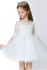 Long Sleeve Lace A-line Flower Girl Dress