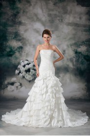 Taffeta Strapless A Line Gown with Embroidery