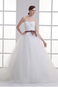 Satin and Net Sweetheart A Line Gown with Sash