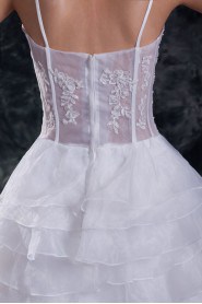 Organza V-Neck A Line Gown with Embroidery