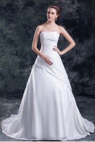 Taffeta Strapless A Line Gown with Embroidery