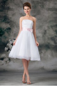 Organza Strapless A Line Short Gown with Sash