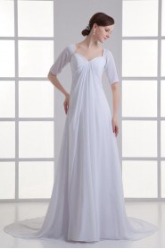 Chiffon Sweetheart Column Gown with Half Sleeves