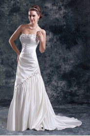 Satin Scoop Sheath Beaded Gown
