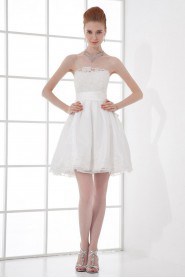 Satin Strapless A Line Short Dress with Sash