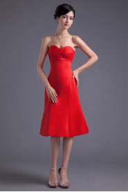 Satin Sweetheart Knee Length Dress