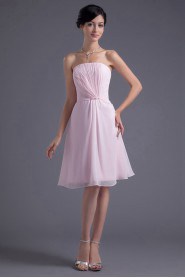 Chiffon Strapless Short Dress with Sash