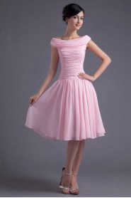 Chiffon Off-the-Shoulder Knee Length Dress