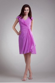 Chiffon V-Neck Knee Length Dress