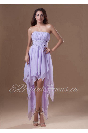 Chiffon Strapless Ankle-Length Dress with Embroidery