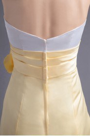 Satin Strapless A Line Ankle-Length Dress with Hand-made Flowers