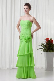 Chiffon Sweetheart A Line Dress with Hand-made Flowers