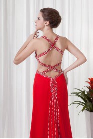 Chiffon Straps Column Dress with Sequins