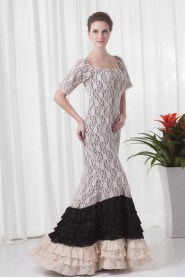 Lace Strapless Mermaid Dress with Half Sleeve