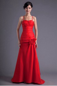 Satin Sheath Dress with Directionally Ruched Bodice