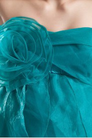 Organza Sweetheart Knee Length Dress with Hand-made Flowers
