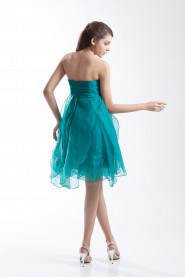 Organza Sweetheart Knee Length Dress with Hand-made Flowers