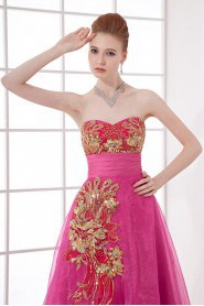 Organza Sweetheart A Line Dress with Embroidery