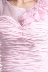 Chiffon Jewel Sheath Dress with Hand-made Flowers