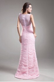 Chiffon Jewel Sheath Dress with Hand-made Flowers