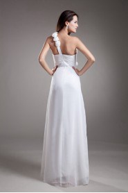 Chiffon One Shoulder Empire Dress with Hand-made Flowers