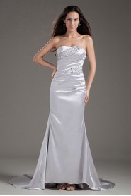 Satin Strapless Sheath Beaded Dress