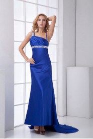 Satin Asymmetrical Sheath Dress with Sequins