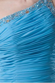 Chiffon Asymmetrical Sheath Dress with Directionally Ruched Bodice