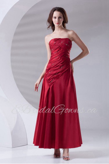 Taffeta Strapless A Line Ankle-Length Dress