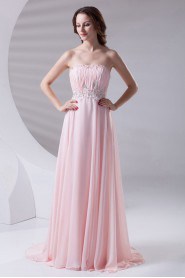 Chiffon Strapless Column Dress with Sequins