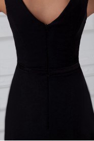 Chiffon V-Neck Column Dress with Sash