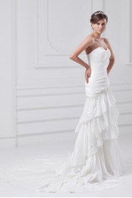 Taffeta Sweetheart Sheath Dress with Gathered Ruched Bodice