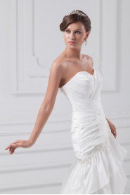 Taffeta Sweetheart Sheath Dress with Gathered Ruched Bodice