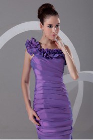 Taffeta Sheath Dress with Directionally Ruched Bodice