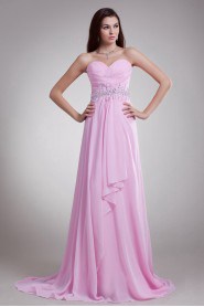 Chiffon Sweetheart Column Dress with Embroidery